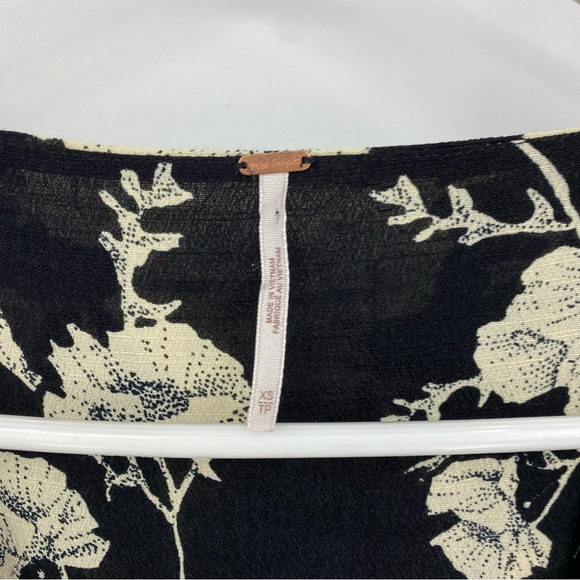 Free People French Quarter Printed Mini Wrap Dress Black Floral XS - Picture 6 of 10